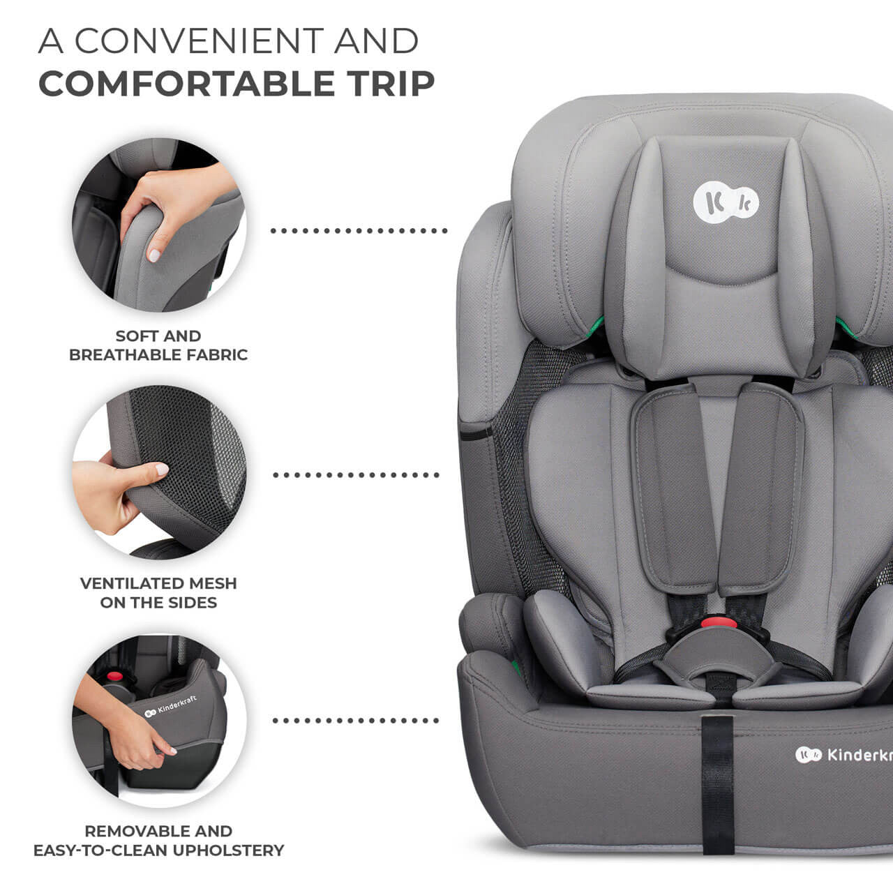 Kinderkraft Comfort Up iSize Car Seat - Grey