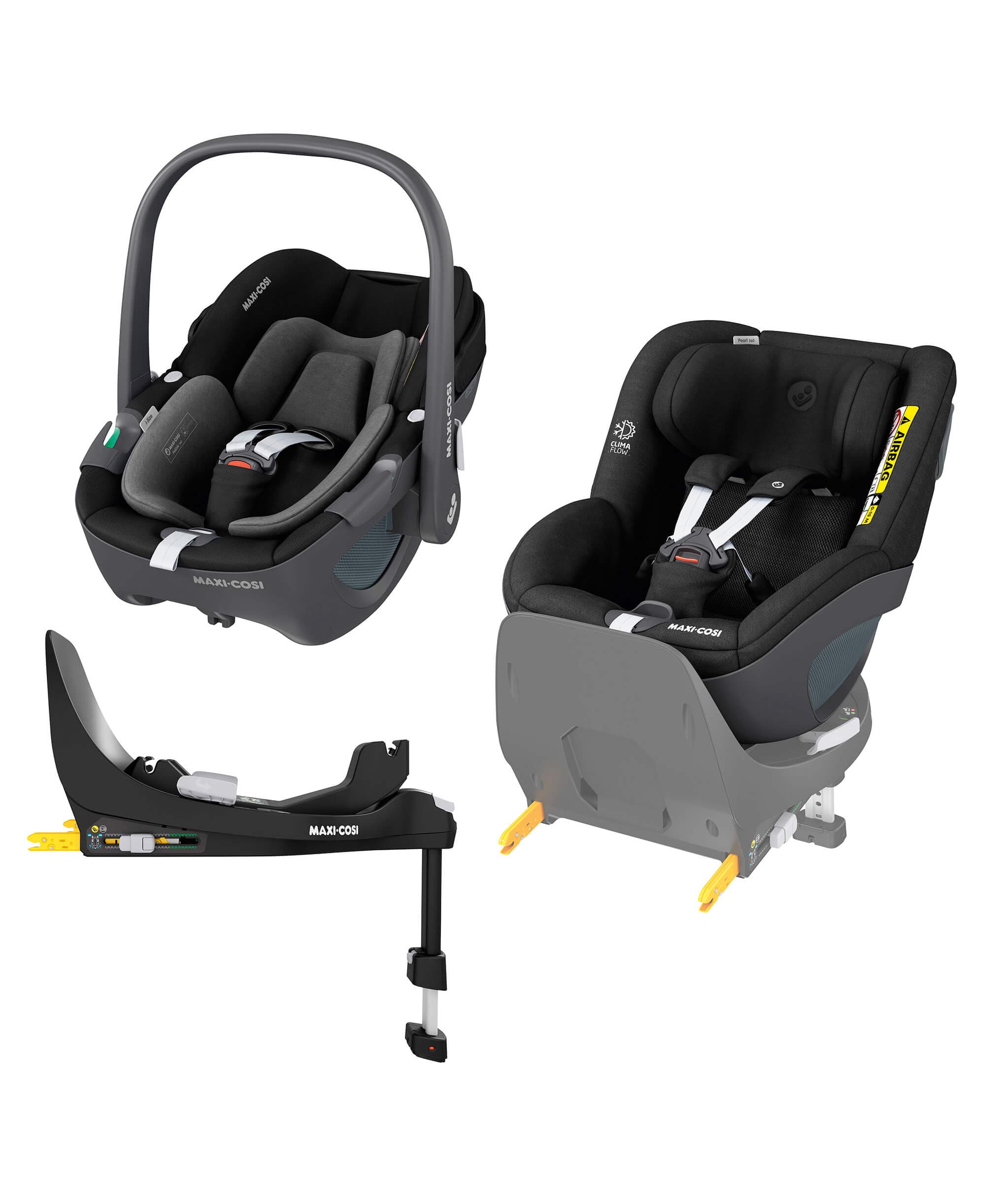 Maxi-Cosi Pebble & Pearl 360 Car Seat Bundle - Black